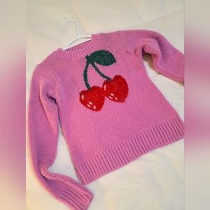Pink Cherry sweater for a child. Very cute! Small size 7/8.